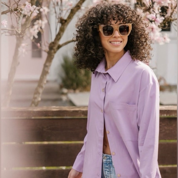 NWT Smash + Tess Diversion Dress pockets violet oversized xXS buttons stretch - Picture 4 of 4